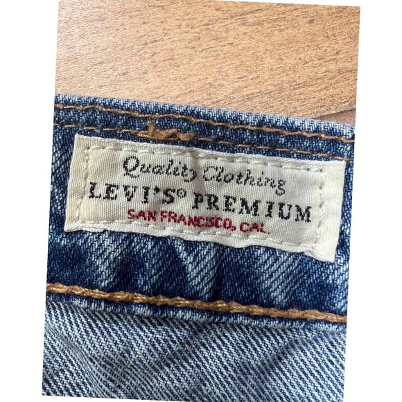 Levi Strauss premium Big E 505 Regular Jeans Mens W38 L30 Blue Distressed Denim - Picture 8 of 10